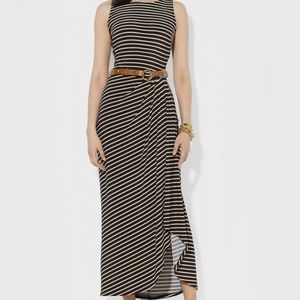 Lauren Ralph Lauren Sleeveless Striped Belted Maxi
